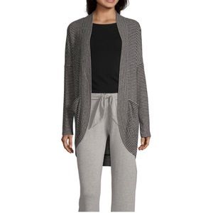 NWT Xersion Striped Cardigan in Black & Grey